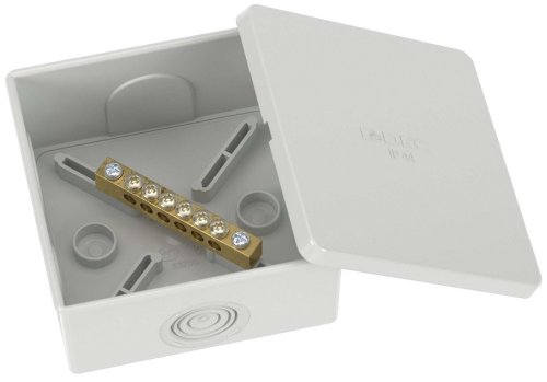 Коробка уравнивания потенциалов DKC Jupiter 6 зажимов 6 вводов 80х80х40мм IP44 серый фото Коробка уравнивания потенциалов DKC Jupiter 6 зажимов 6 вводов 80х80х40мм IP44 серый картинка